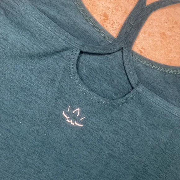 Set Beyond Yoga Spacedye Slim Racerback Cropped Tank & Legging Deep Sea Heather - Picture 7 of 9